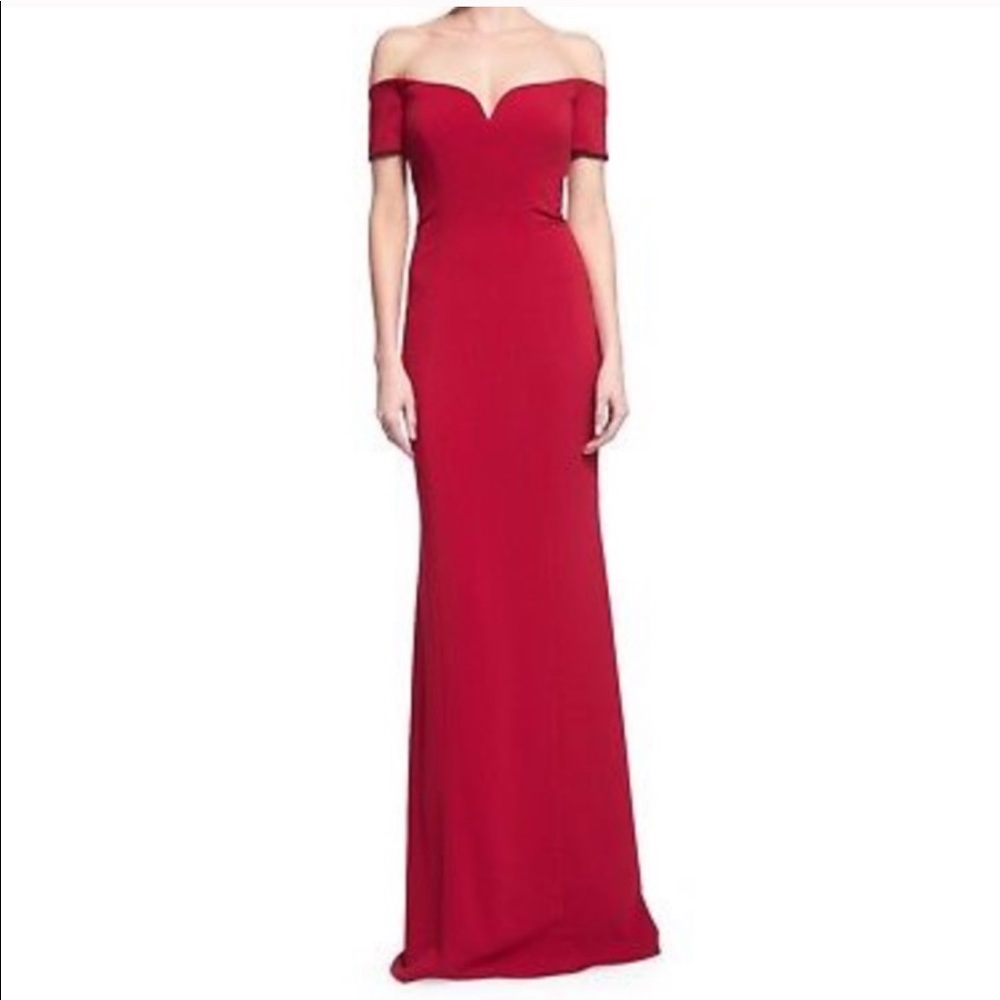 Badgley Mischka Women’s Off The Shoulder Red Gown